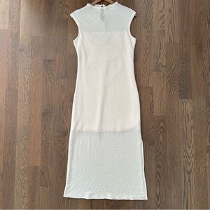NWOT Lost + Wander Textured Mock Neck Stretch Maxi Dress in Cream Large